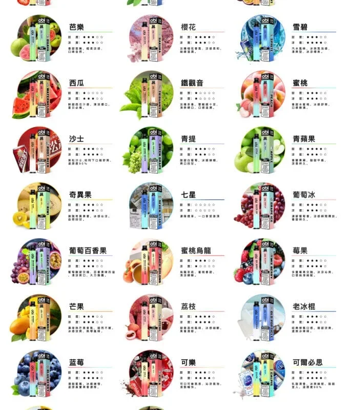 『一次性』<br>OBI 8000口<br> 可充電